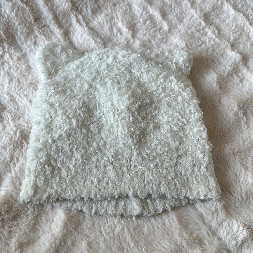 White Teddy Bear Ear Beanie